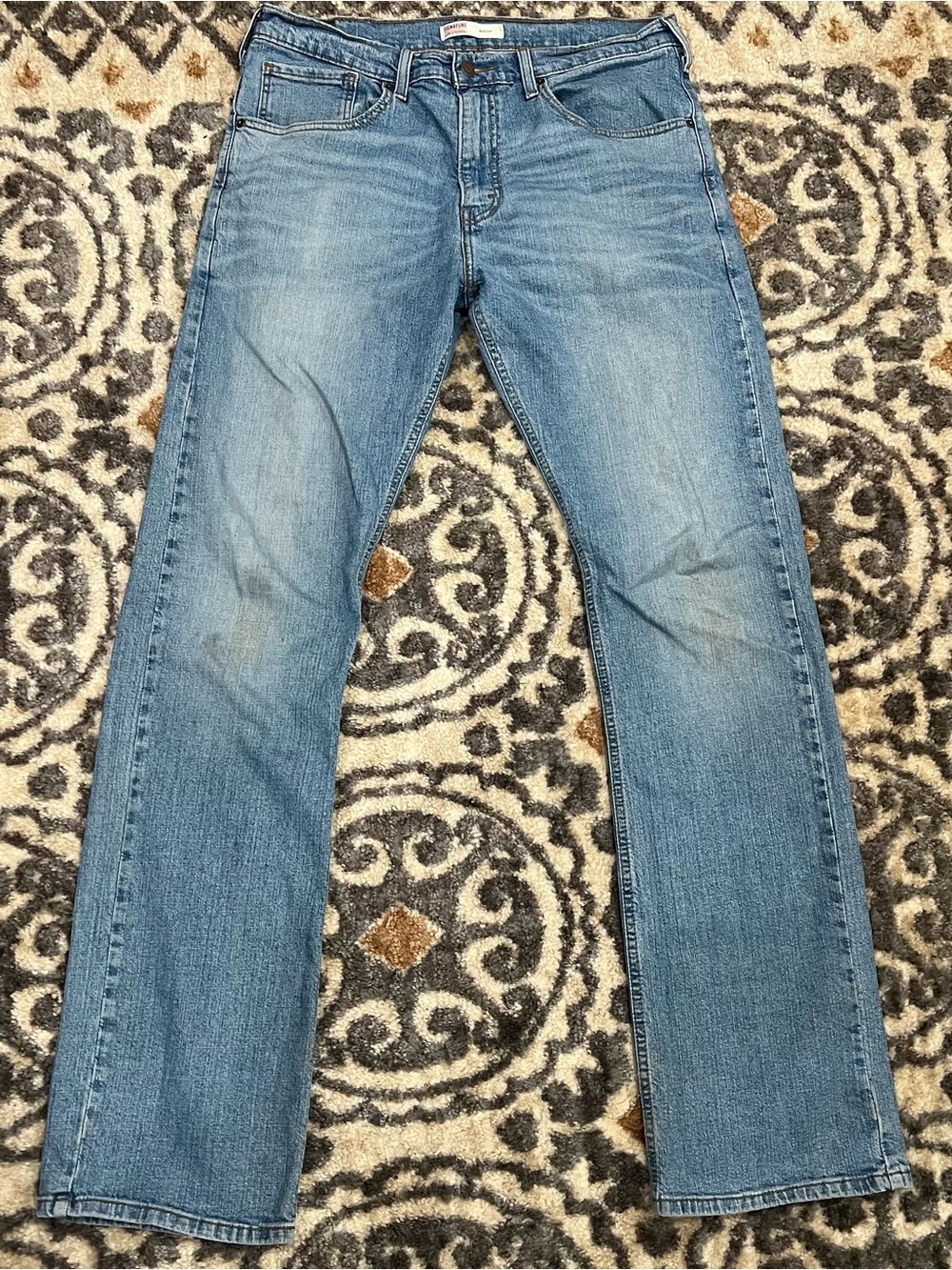 Signature by Levi Strauss Mens Bootcut Jeans Blue Distressed 34 x 34 Medium Wash
